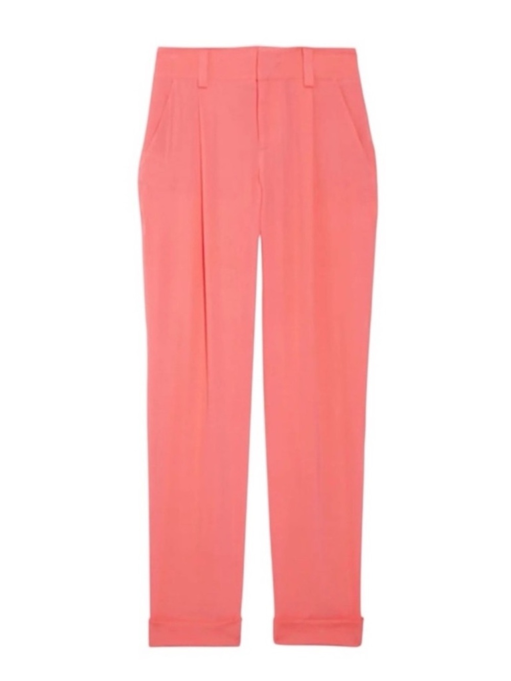 Alice + Olivia Coral Pink High Waisted Silk Crepe Arthur Pants Size 4